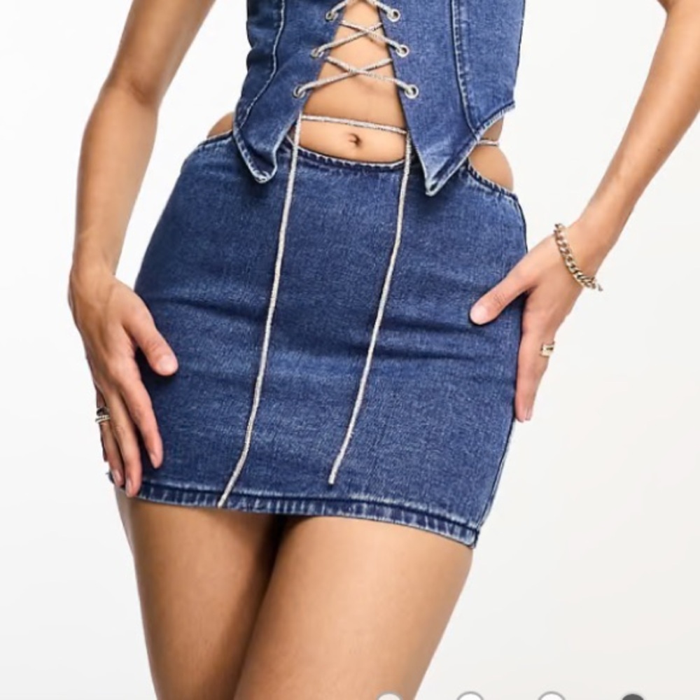 Kyo the Brand denim embellished mini skirt